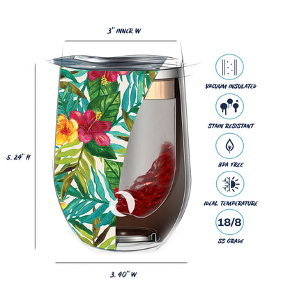 DRINCO® 12oz Insulated Wine Tumbler Glass (Tropical Hues)